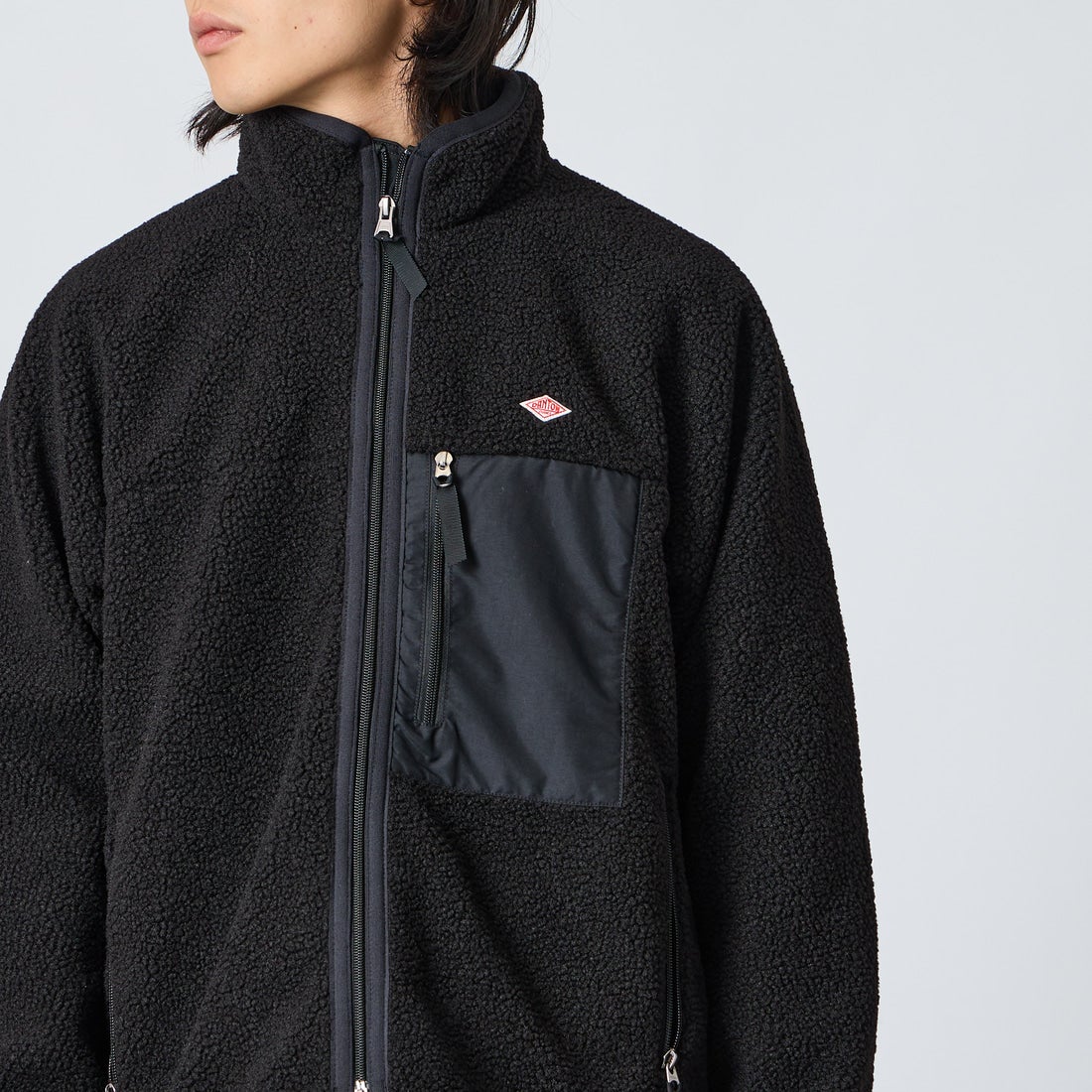 DANTON [ダントン] スタンドカラーボアジャケット [DT-A0195LBA] BLACK &&モデル身長：175cm 着用サイズ：M&&
