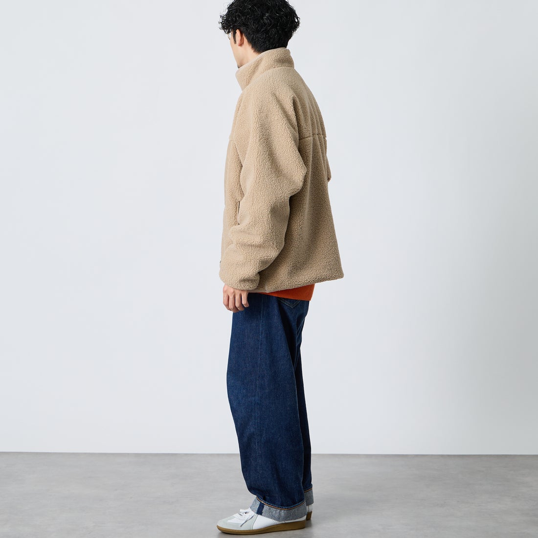 DANTON [ダントン] スタンドカラーボアジャケット [DT-A0195LBA] BEIGE &&モデル身長：168cm 着用サイズ：M&&