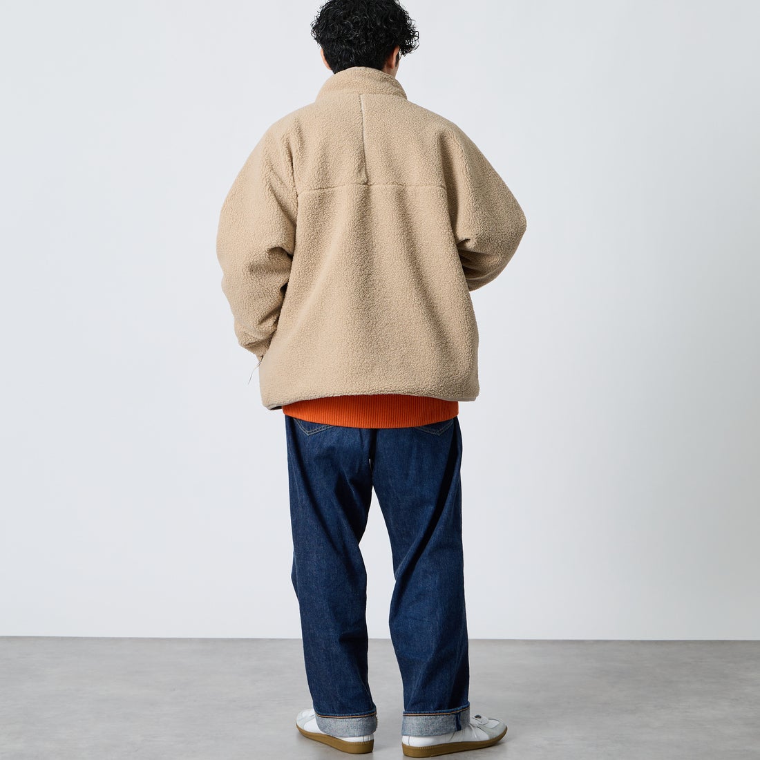DANTON [ダントン] スタンドカラーボアジャケット [DT-A0195LBA] BEIGE &&モデル身長：168cm 着用サイズ：M&&