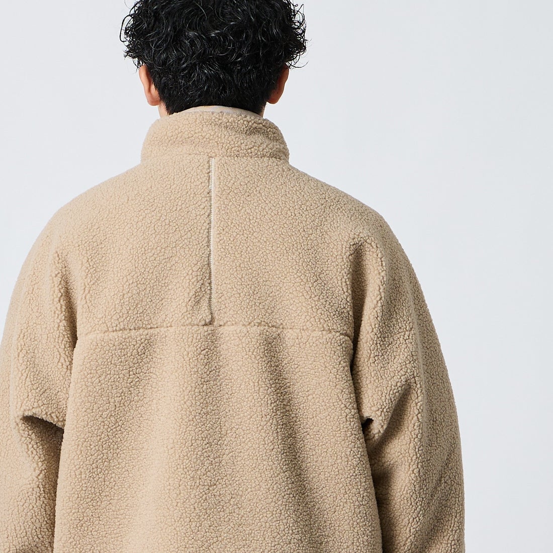 DANTON [ダントン] スタンドカラーボアジャケット [DT-A0195LBA] BEIGE &&モデル身長：168cm 着用サイズ：M&&