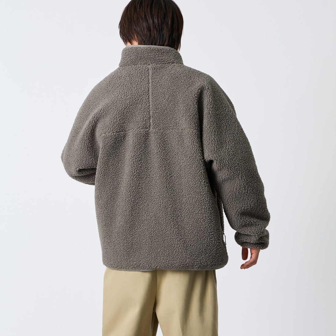 DANTON [ダントン] スタンドカラーボアジャケット [DT-A0195LBA] GREY &&モデル身長：177cm 着用サイズ：L&&