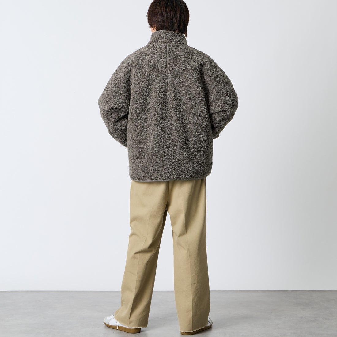 DANTON [ダントン] スタンドカラーボアジャケット [DT-A0195LBA] GREY &&モデル身長：177cm 着用サイズ：L&&