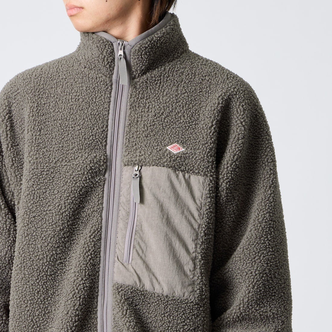 DANTON [ダントン] スタンドカラーボアジャケット [DT-A0195LBA] GREY &&モデル身長：177cm 着用サイズ：L&&