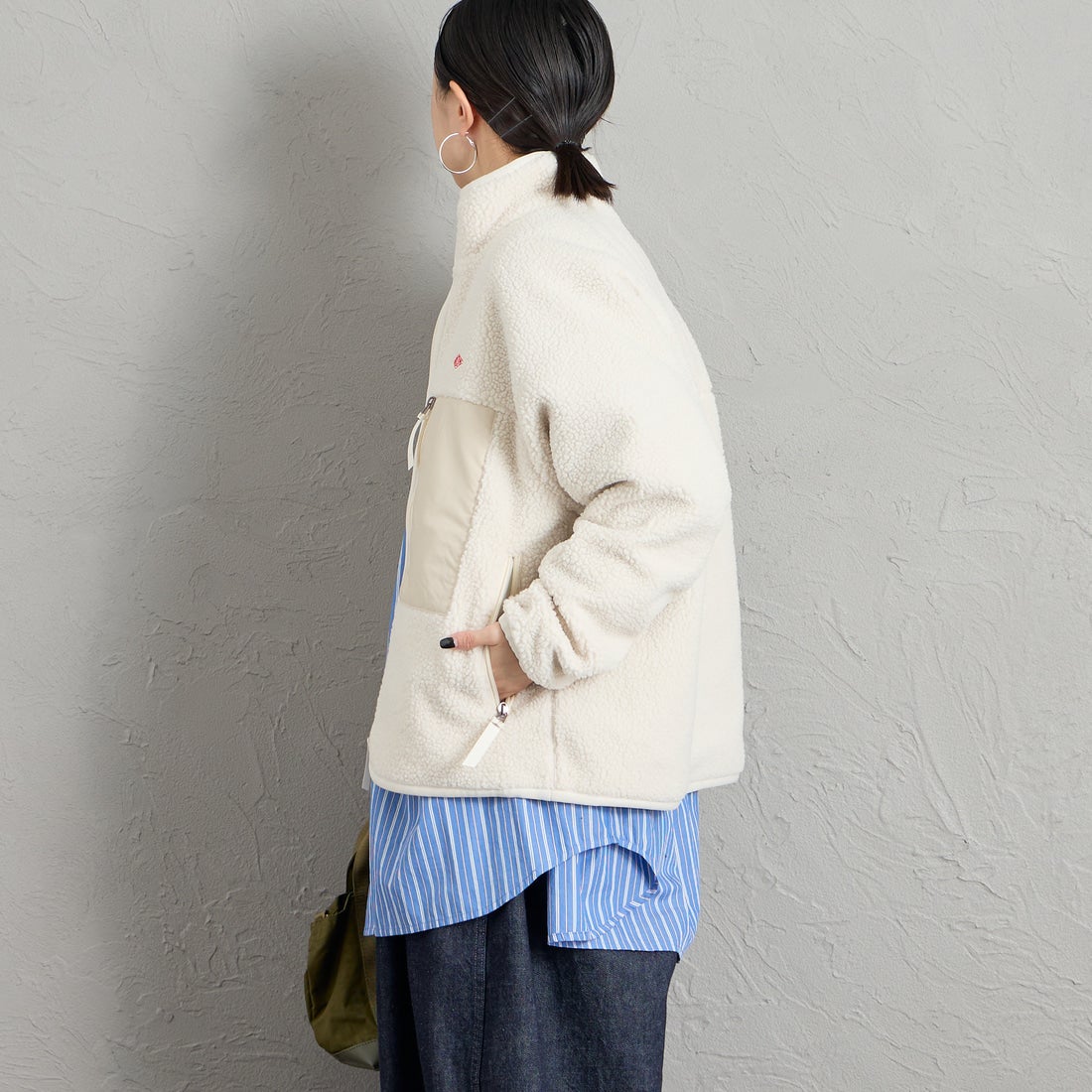 DANTON [ダントン] スタンドカラーボアジャケット [DT-A0194LBA] OYSTER &&モデル身長：150cm 着用サイズ：S&&