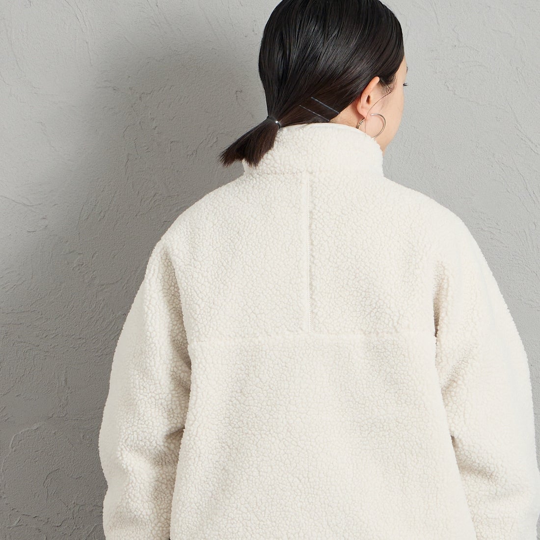 DANTON [ダントン] スタンドカラーボアジャケット [DT-A0194LBA] OYSTER &&モデル身長：150cm 着用サイズ：S&&