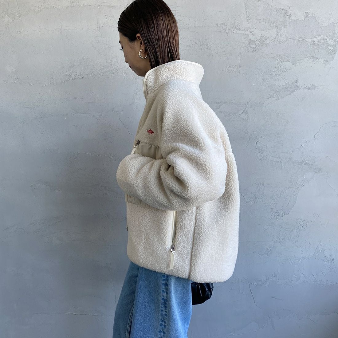 DANTON [ダントン] スタンドカラーボアジャケット [DT-A0194LBA] OYSTER &&モデル身長：163cm 着用サイズ：M&&