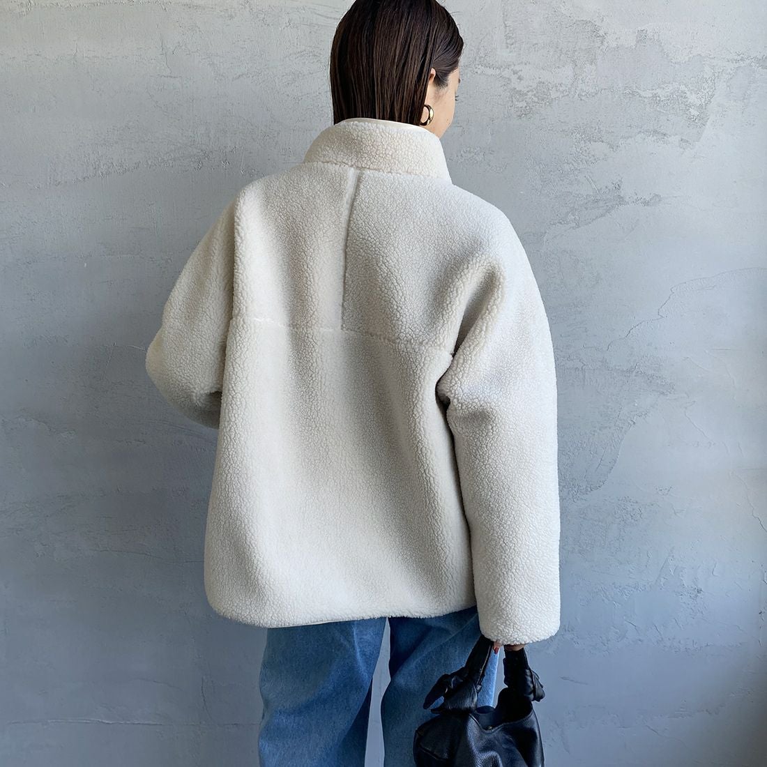 DANTON [ダントン] スタンドカラーボアジャケット [DT-A0194LBA] OYSTER &&モデル身長：163cm 着用サイズ：M&&