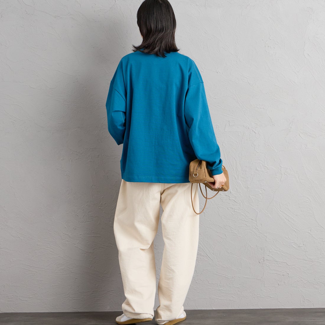 Gymphlex [ジムフレックス] ヘビーウェイトジャージー ロングスリーブTシャツ [GY-C0389HWJ] TURQUOISE &&モデル身長：162cm 着用サイズ：S&&
