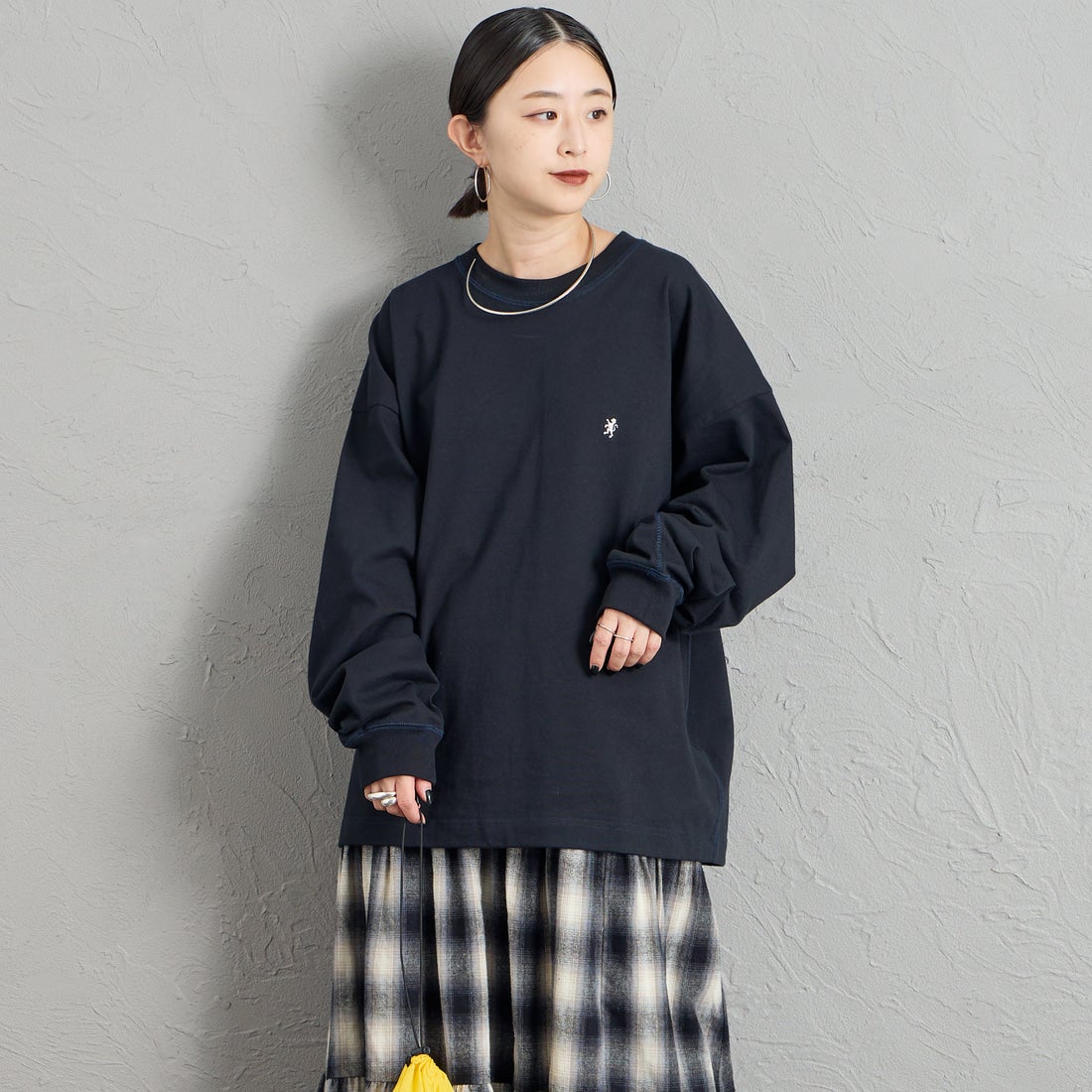Gymphlex [ジムフレックス] ヘビーウェイトジャージー ロングスリーブTシャツ [GY-C0389HWJ] DK.NAVY &&モデル身長：150cm 着用サイズ：S&&