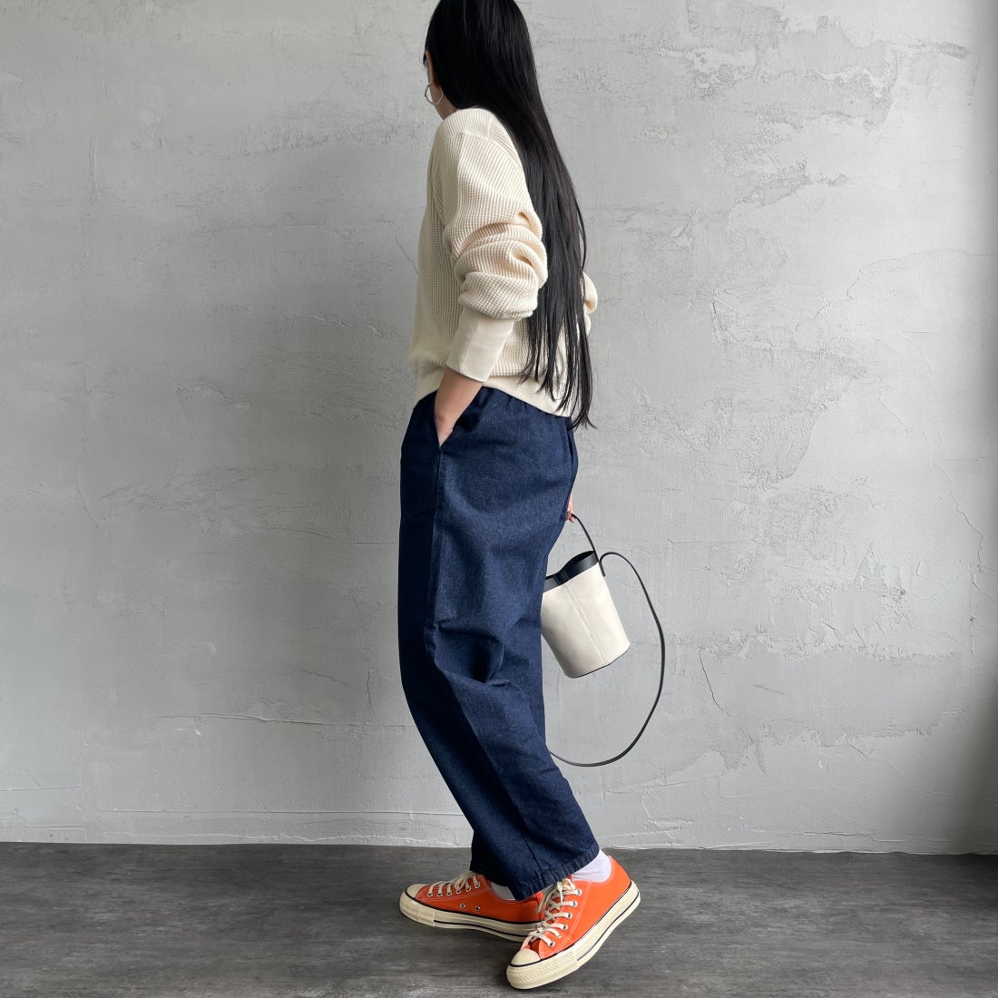 DANTON [ダントン] デニムイージーパンツ [JD-2540DDM] INDIGO &&モデル身長：156cm 着用サイズ：36&&