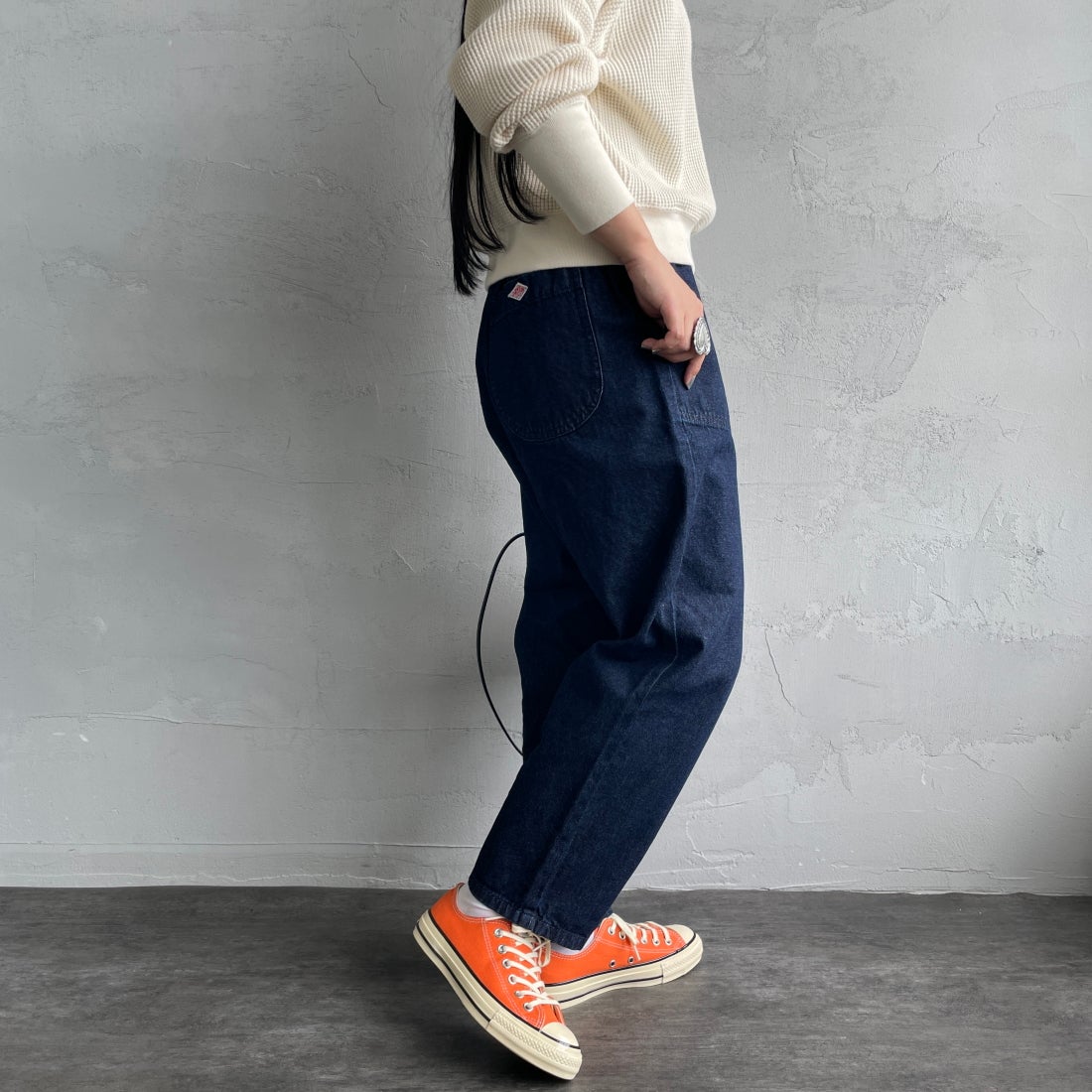 DANTON [ダントン] デニムイージーパンツ [JD-2540DDM] INDIGO &&モデル身長：156cm 着用サイズ：36&&