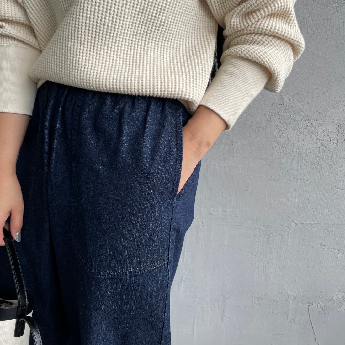 DANTON [ダントン] デニムイージーパンツ [JD-2540DDM] INDIGO &&モデル身長：156cm 着用サイズ：36&&