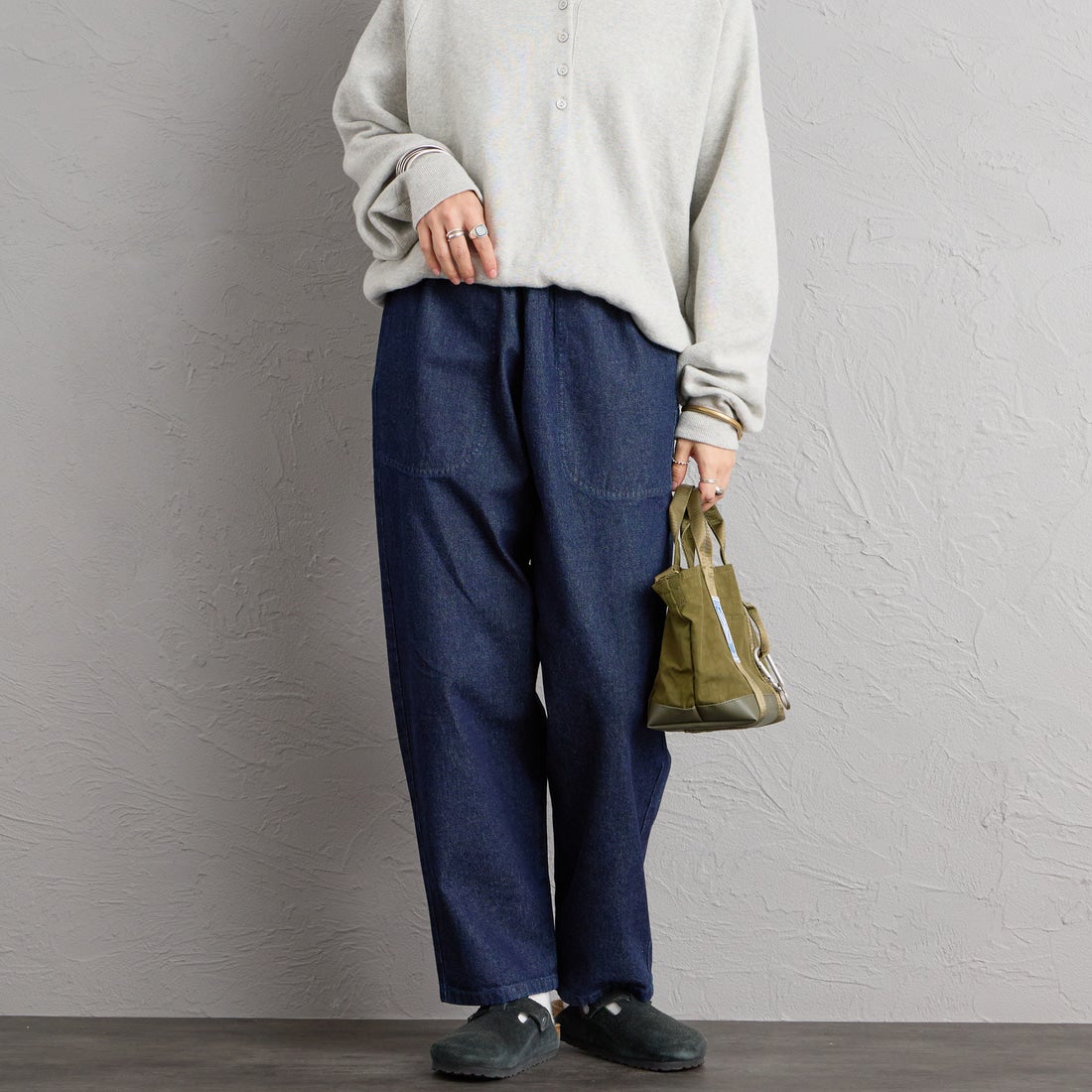 DANTON [ダントン] デニムイージーパンツ [JD-2540DDM] INDIGO &&モデル身長：158cm 着用サイズ：36&&
