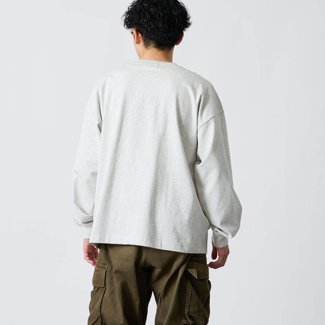 Gymphlex [ジムフレックス] ヘビーウェイトジャージー ロングスリーブTシャツ [GY-C0389HWJ] H.LT.GREY &&モデル身長：168cm 着用サイズ：M&&