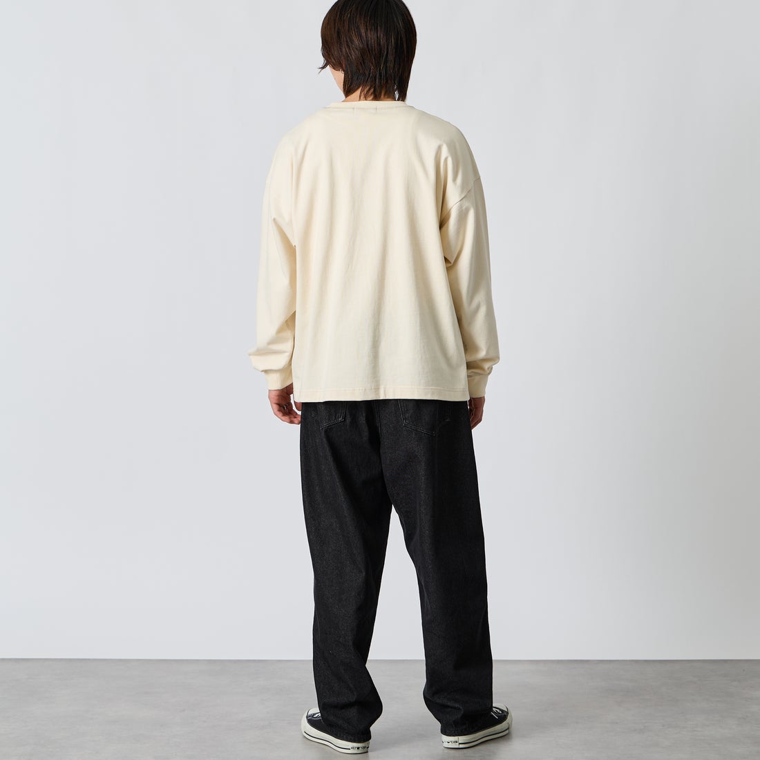Gymphlex [ジムフレックス] ヘビーウェイトジャージー ロングスリーブTシャツ [GY-C0389HWJ] ECRU &&モデル身長：177cm 着用サイズ：L&&