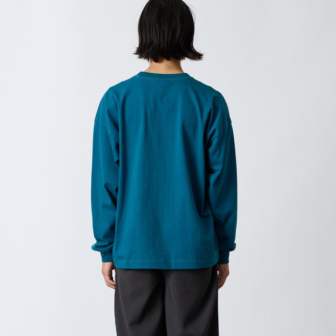Gymphlex [ジムフレックス] ヘビーウェイトジャージー ロングスリーブTシャツ [GY-C0389HWJ] TURQUOISE &&モデル身長：175cm 着用サイズ：M&&