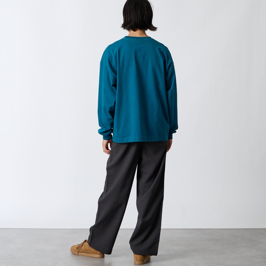 Gymphlex [ジムフレックス] ヘビーウェイトジャージー ロングスリーブTシャツ [GY-C0389HWJ] TURQUOISE &&モデル身長：175cm 着用サイズ：M&&