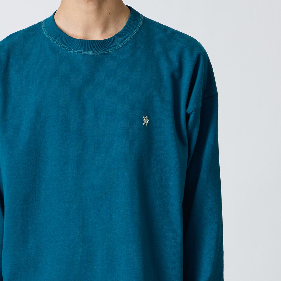 Gymphlex [ジムフレックス] ヘビーウェイトジャージー ロングスリーブTシャツ [GY-C0389HWJ] TURQUOISE &&モデル身長：175cm 着用サイズ：M&&