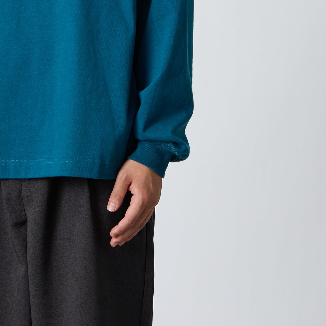 Gymphlex [ジムフレックス] ヘビーウェイトジャージー ロングスリーブTシャツ [GY-C0389HWJ] TURQUOISE &&モデル身長：175cm 着用サイズ：M&&