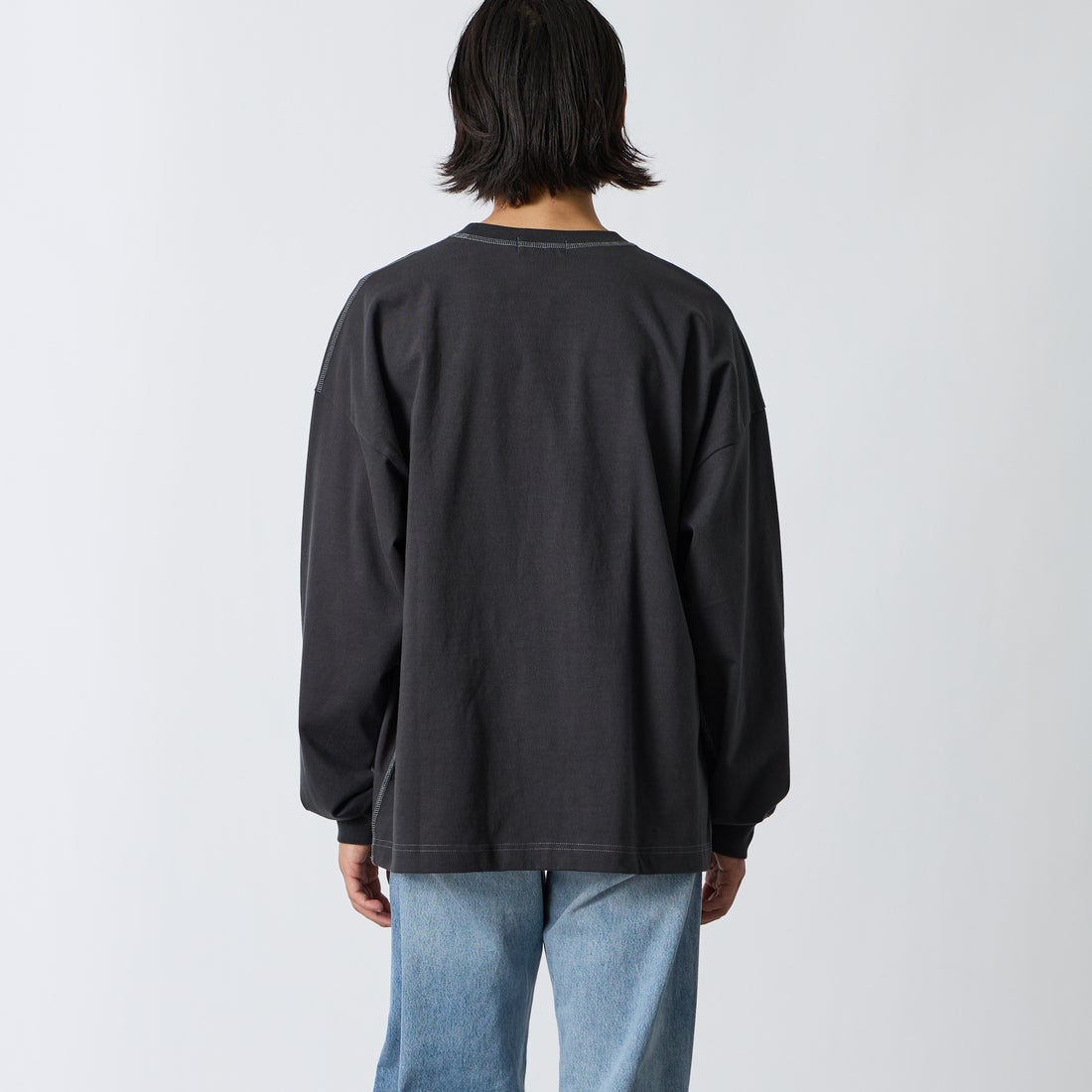 Gymphlex [ジムフレックス] ヘビーウェイトジャージー ロングスリーブTシャツ [GY-C0389HWJ] COAL GREY &&モデル身長：175cm 着用サイズ：L&&