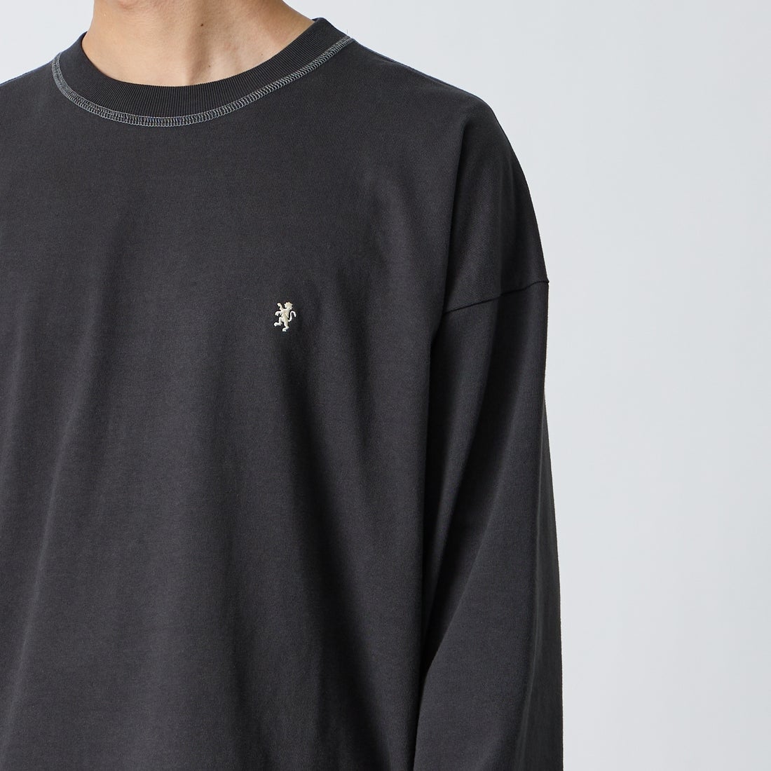 Gymphlex [ジムフレックス] ヘビーウェイトジャージー ロングスリーブTシャツ [GY-C0389HWJ] COAL GREY &&モデル身長：175cm 着用サイズ：L&&