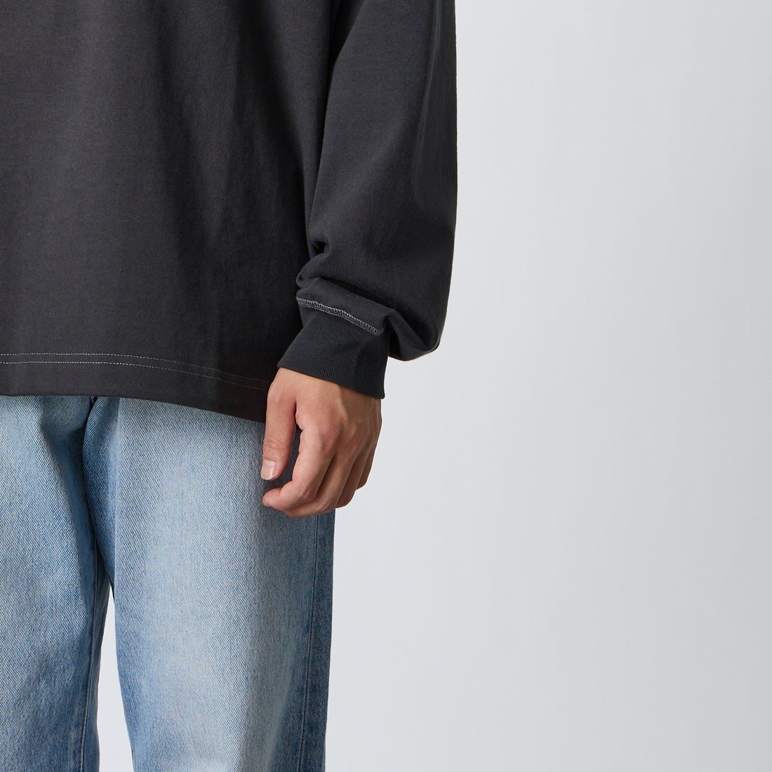 Gymphlex [ジムフレックス] ヘビーウェイトジャージー ロングスリーブTシャツ [GY-C0389HWJ] COAL GREY &&モデル身長：175cm 着用サイズ：L&&