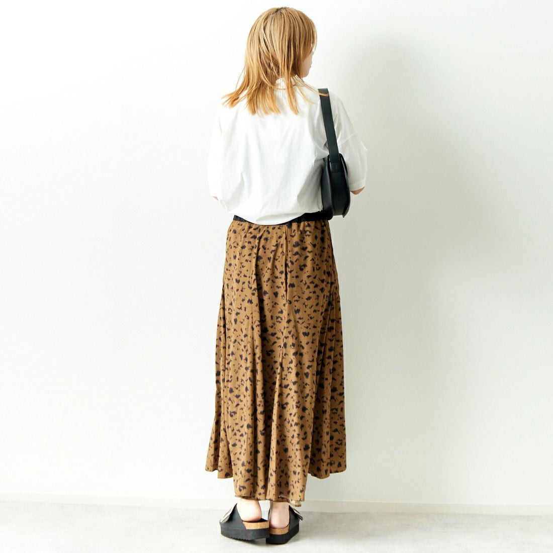 Jeans Factory Clothes [ジーンズファクトリークローズ] レオパード柄フレアスカート [147503] 77 ﾌﾞﾗｳﾝ &&モデル身長：167cm 着用サイズ：F&&