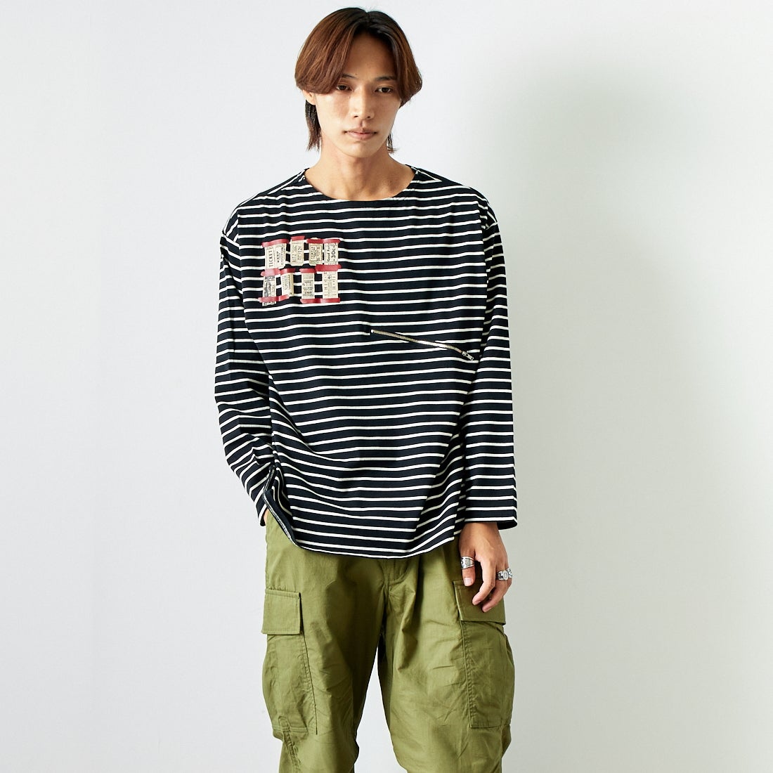 ILL ONE EIGHTY [イル ワンエイティ] チケットTシャツ [ILL242-09] BLACK &&モデル身長：179cm 着用サイズ：L&&