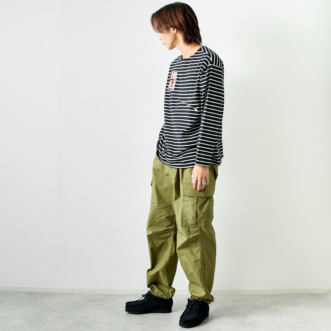 ILL ONE EIGHTY [イル ワンエイティ] チケットTシャツ [ILL242-09] BLACK &&モデル身長：179cm 着用サイズ：L&&