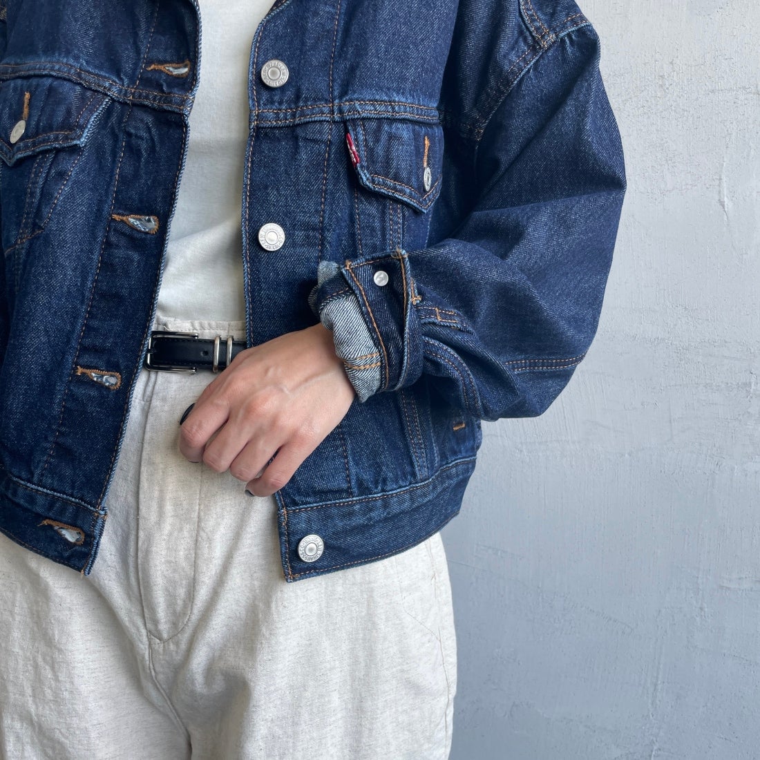 LEVI'S [リーバイス] シュランケン 90sトラッカージャケット [A9155-00] 00 REMEMBE &&モデル身長：150cm 着用サイズ：S&&