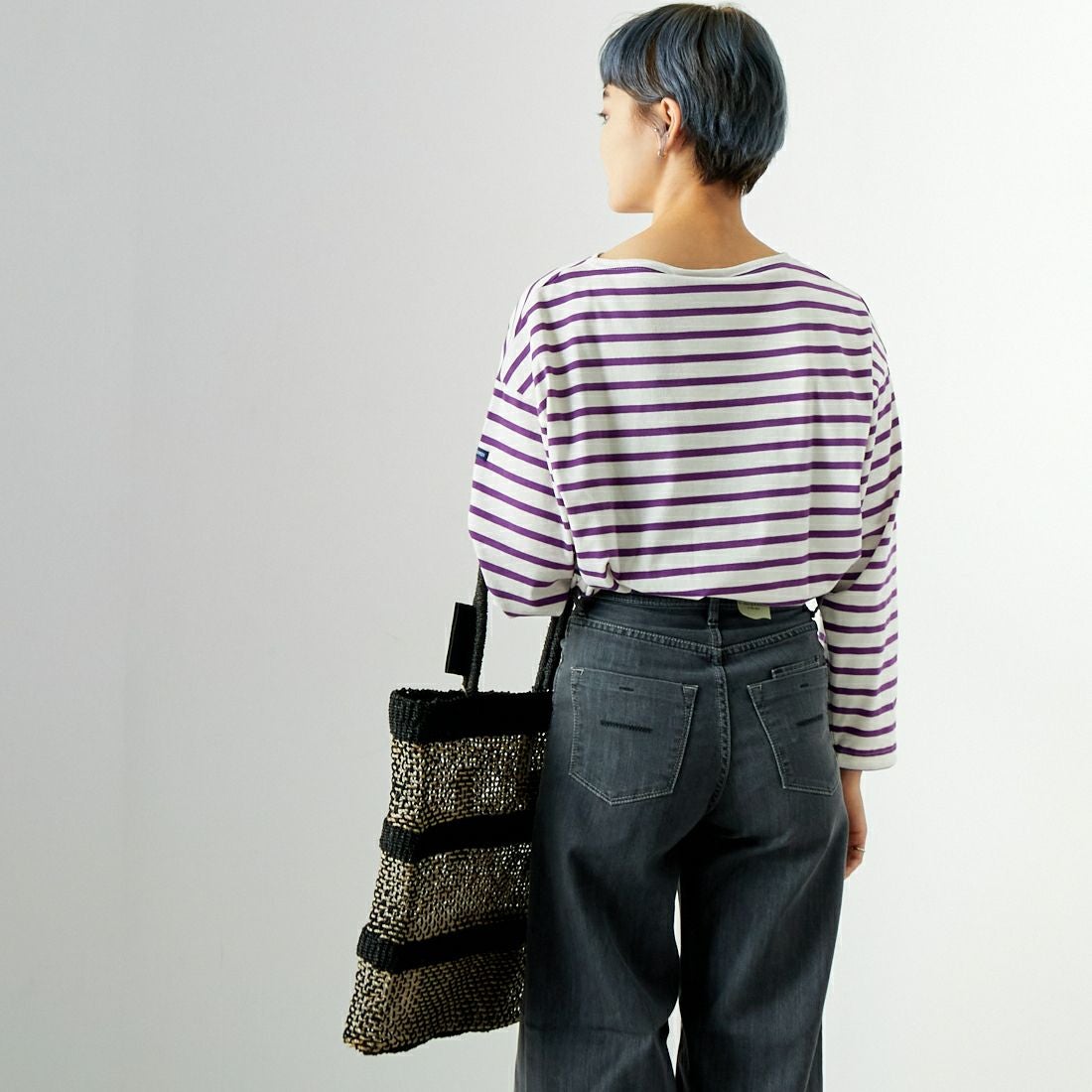 ST.JAMES [セントジェームス] モーレルーズドロップTシャツ [24JC-MORL-LOOSE] ECU/MUR &&モデル身長：160cm 着用サイズ：3&&
