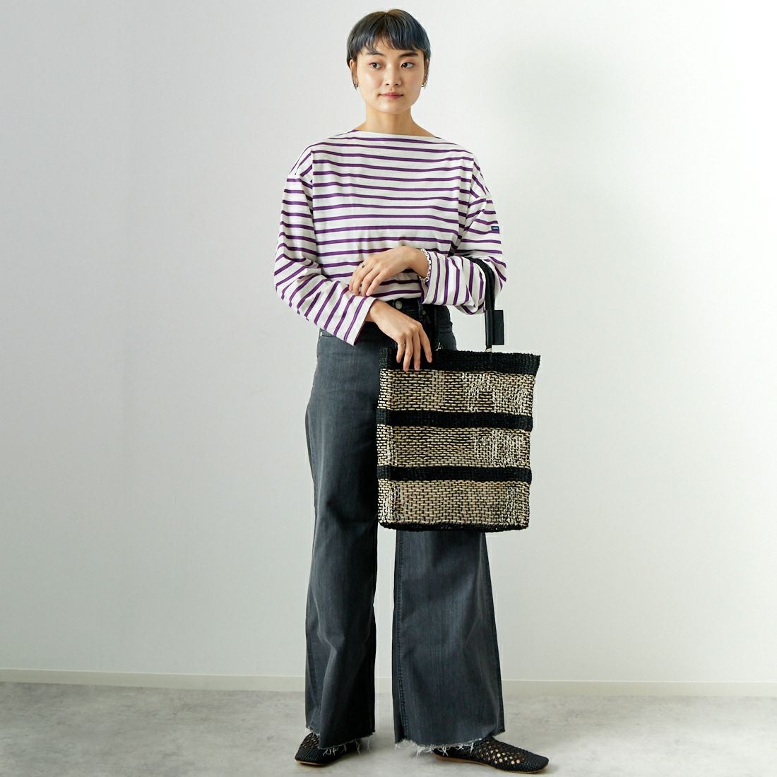 ST.JAMES [セントジェームス] モーレルーズドロップTシャツ [24JC-MORL-LOOSE] ECU/MUR &&モデル身長：160cm 着用サイズ：3&&