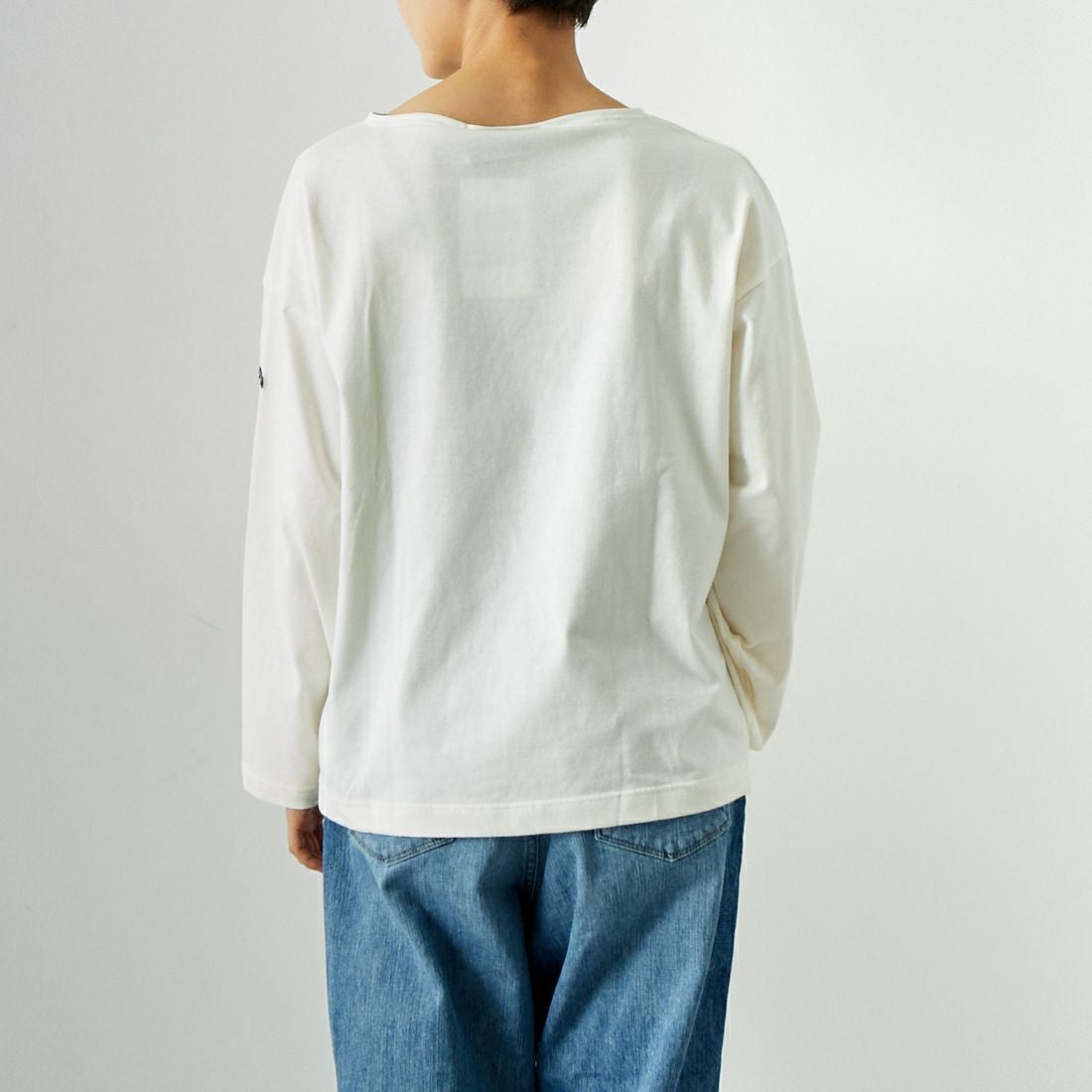 ST.JAMES [セントジェームス] モーレルーズドロップTシャツ [24JC-MORL-LOOSE] ECUME &&モデル身長：160cm 着用サイズ：3&&
