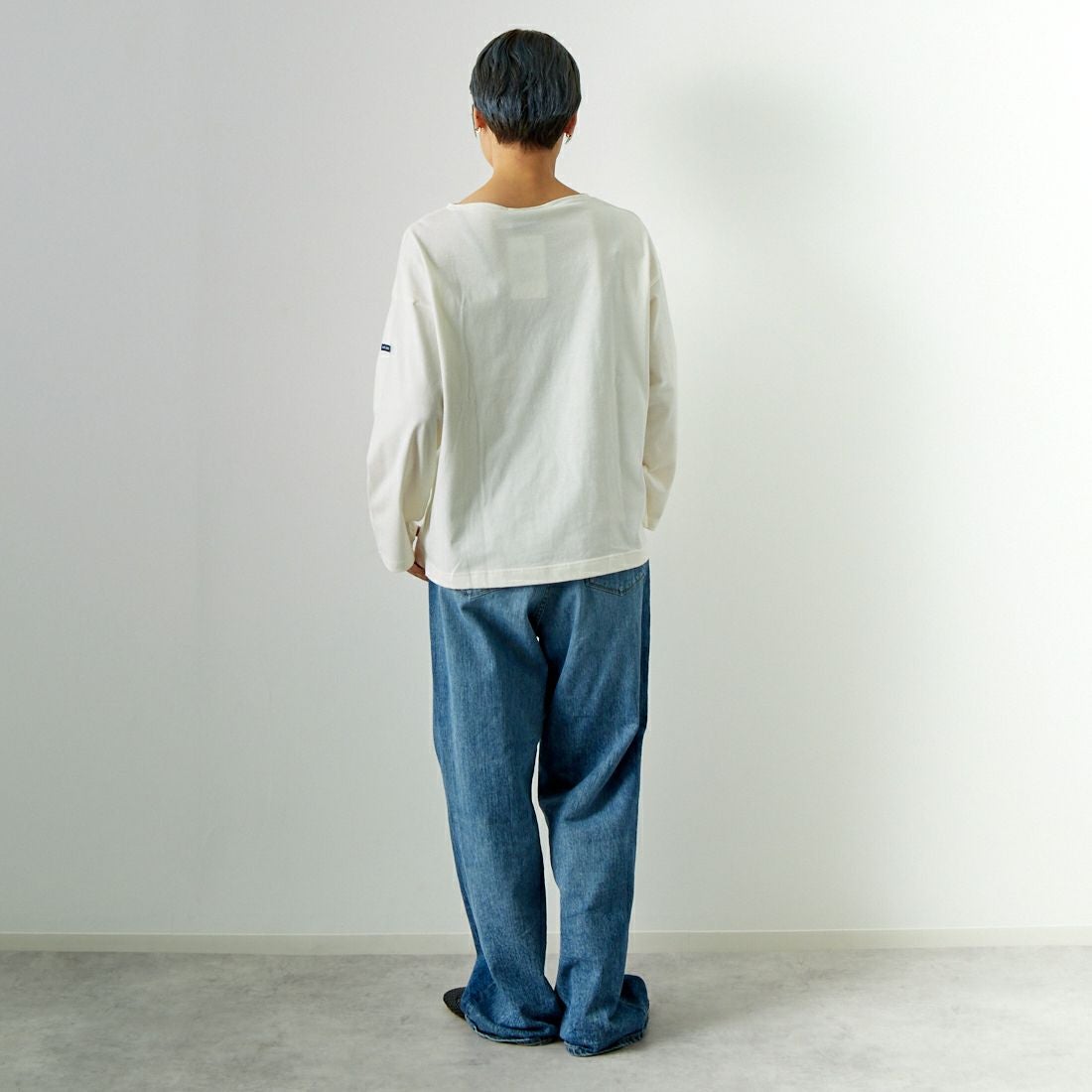 ST.JAMES [セントジェームス] モーレルーズドロップTシャツ [24JC-MORL-LOOSE] ECUME &&モデル身長：160cm 着用サイズ：3&&