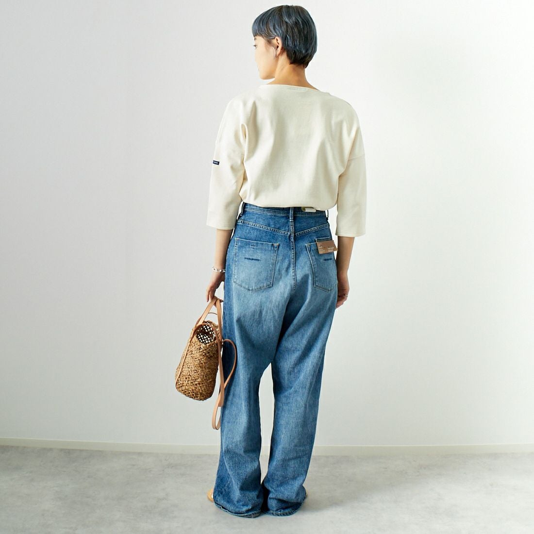 ST.JAMES [セントジェームス] ウェッソンドロップショルダー [17JC-CRAZ-SLOU-U] ECRU &&モデル身長：160cm 着用サイズ：3&&