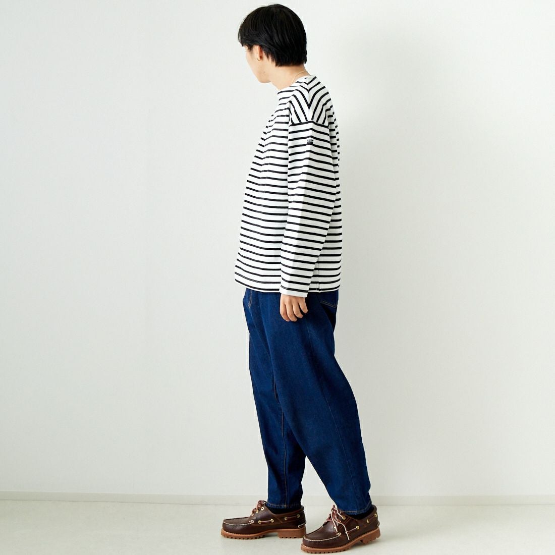 ST.JAMES [セントジェームス] 厚手ルーズドロップTシャツ [20JC-OUESS-LOOSE] NEI/MAR &&モデル身長：179cm 着用サイズ：5&&