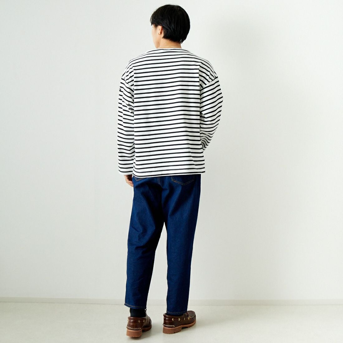 ST.JAMES [セントジェームス] 厚手ルーズドロップTシャツ [20JC-OUESS-LOOSE] NEI/MAR &&モデル身長：179cm 着用サイズ：5&&