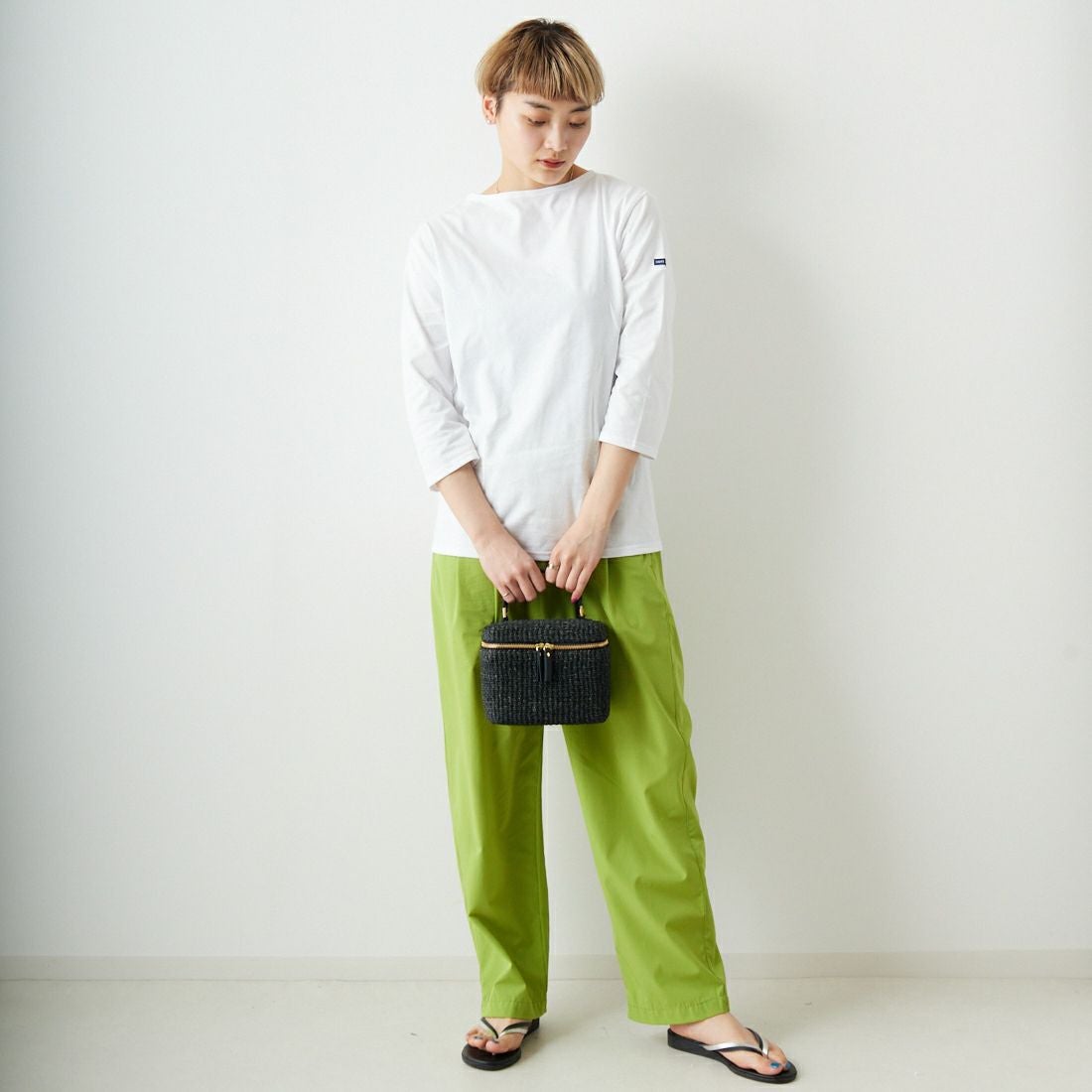 ST.JAMES [セントジェームス] MORLAIX モーレ 七分袖Tシャツ [08JC183-1] NEIGE &&モデル身長：160cm 着用サイズ：3&&