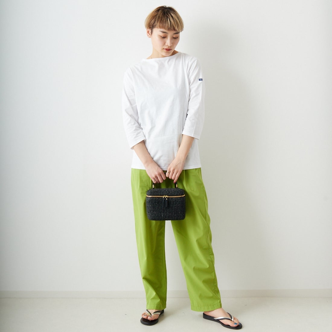 ST.JAMES [セントジェームス] MORLAIX モーレ 七分袖Tシャツ [08JC183-1] NEIGE &&モデル身長：160cm 着用サイズ：3&&