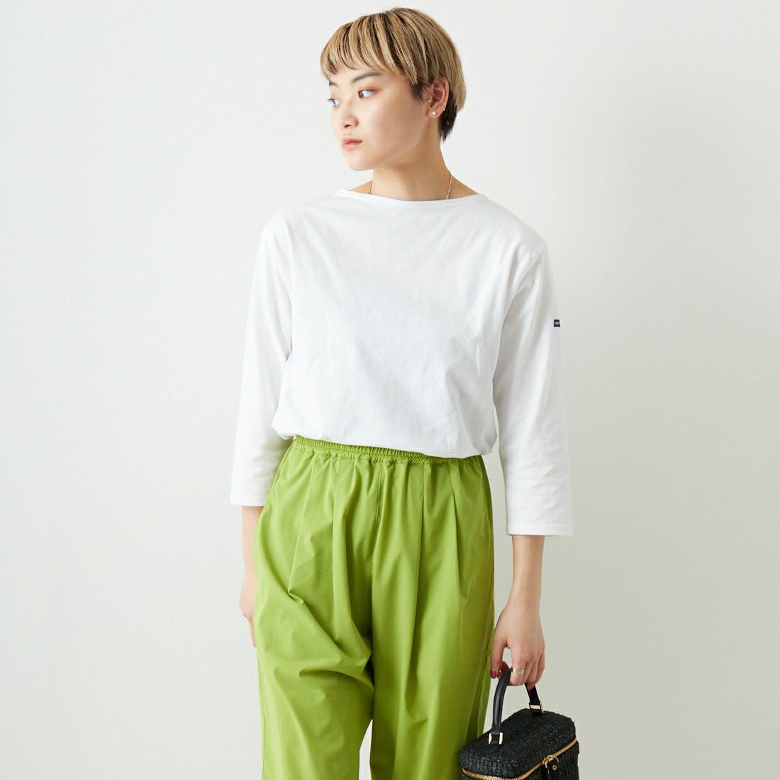 ST.JAMES [セントジェームス] MORLAIX モーレ 七分袖Tシャツ [08JC183-1] NEIGE &&モデル身長：160cm 着用サイズ：3&&