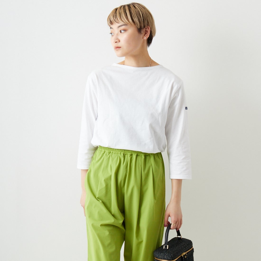 ST.JAMES [セントジェームス] MORLAIX モーレ 七分袖Tシャツ [08JC183-1] NEIGE &&モデル身長：160cm 着用サイズ：3&&