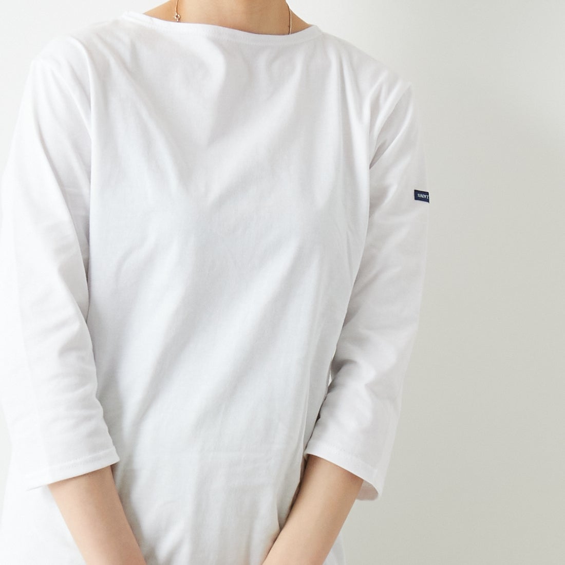 ST.JAMES [セントジェームス] MORLAIX モーレ 七分袖Tシャツ [08JC183-1] NEIGE &&モデル身長：160cm 着用サイズ：3&&