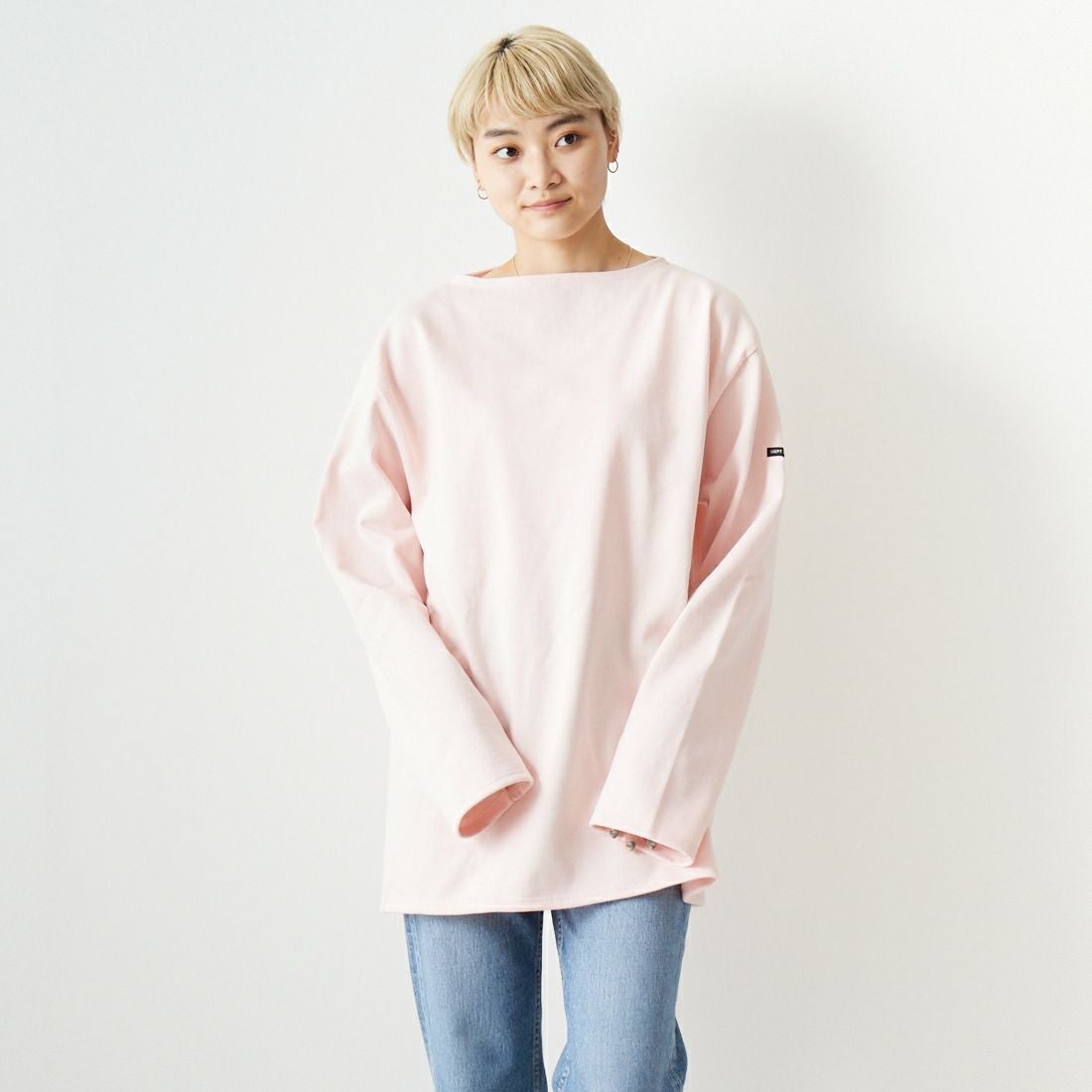 ST.JAMES [セントジェームス] バスクロングスリーブTシャツ [OUESSANT-SD] DRAGEE &&モデル身長：160cm 着用サイズ：7&&