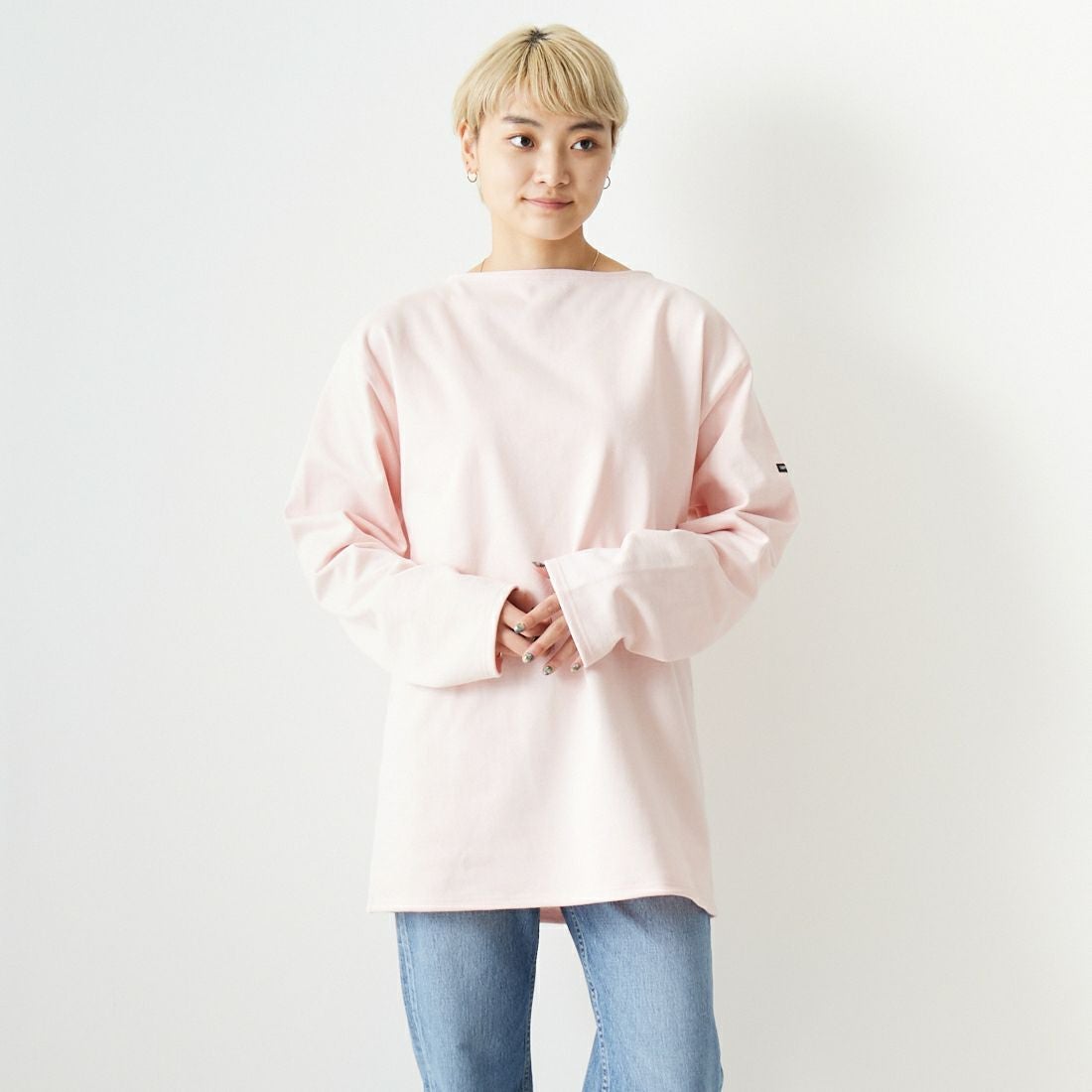 ST.JAMES [セントジェームス] バスクロングスリーブTシャツ [OUESSANT-SD] DRAGEE &&モデル身長：160cm 着用サイズ：7&&