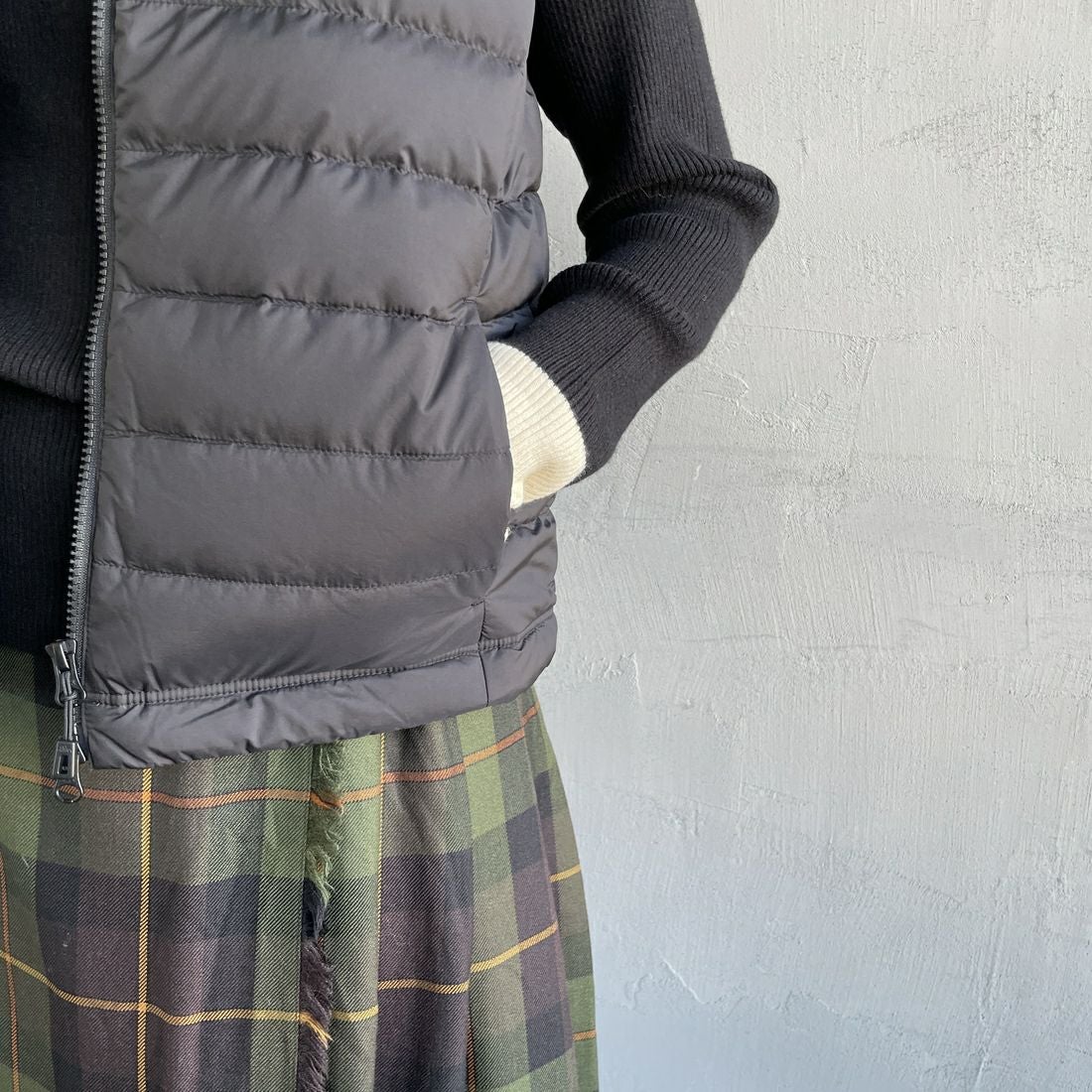 DANTON [ダントン] スタンドカラー ミドルダウンベスト [DT-A0550NRP] BLACK