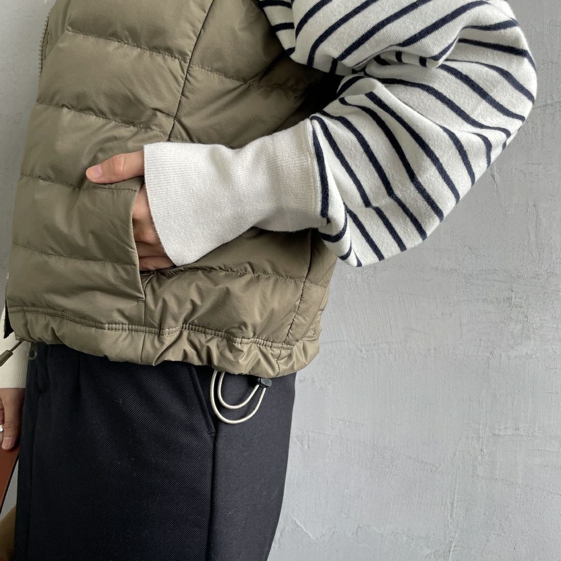 DANTON [ダントン] スタンドカラー ミドルダウンベスト [DT-A0550NRP] KHAKI BROW