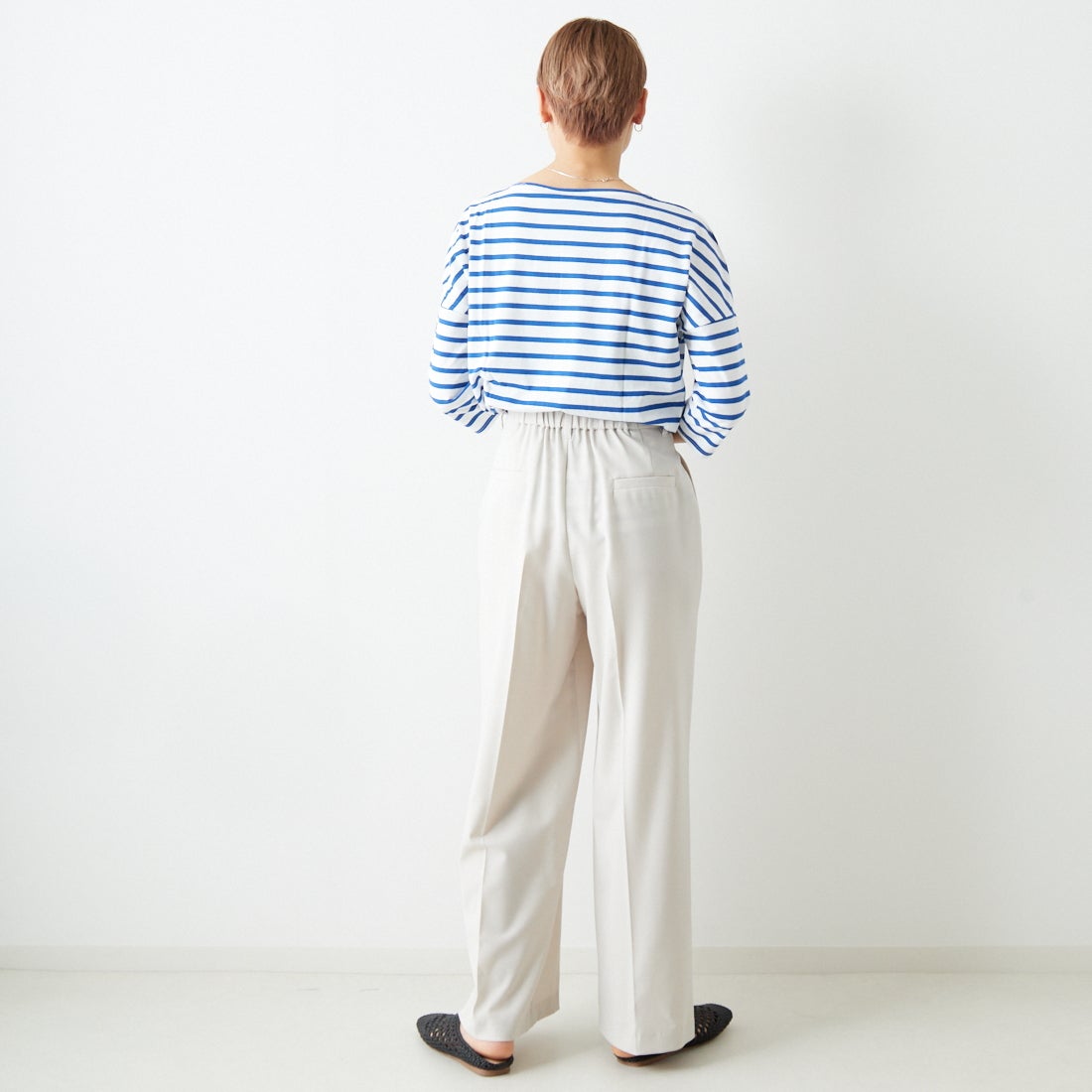 ST.JAMES [セントジェームス] コットンボートネックドロップショルダープルオーバー [16JC-SLOUCH20003] NEI/GIT &&モデル身長：160cm 着用サイズ：3&&