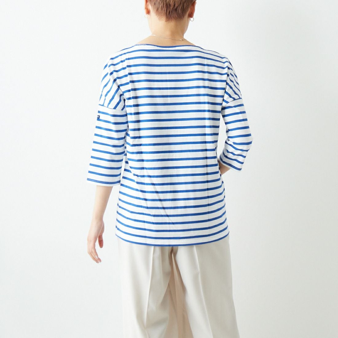 ST.JAMES [セントジェームス] コットンボートネックドロップショルダープルオーバー [16JC-SLOUCH20003] NEI/GIT &&モデル身長：160cm 着用サイズ：3&&