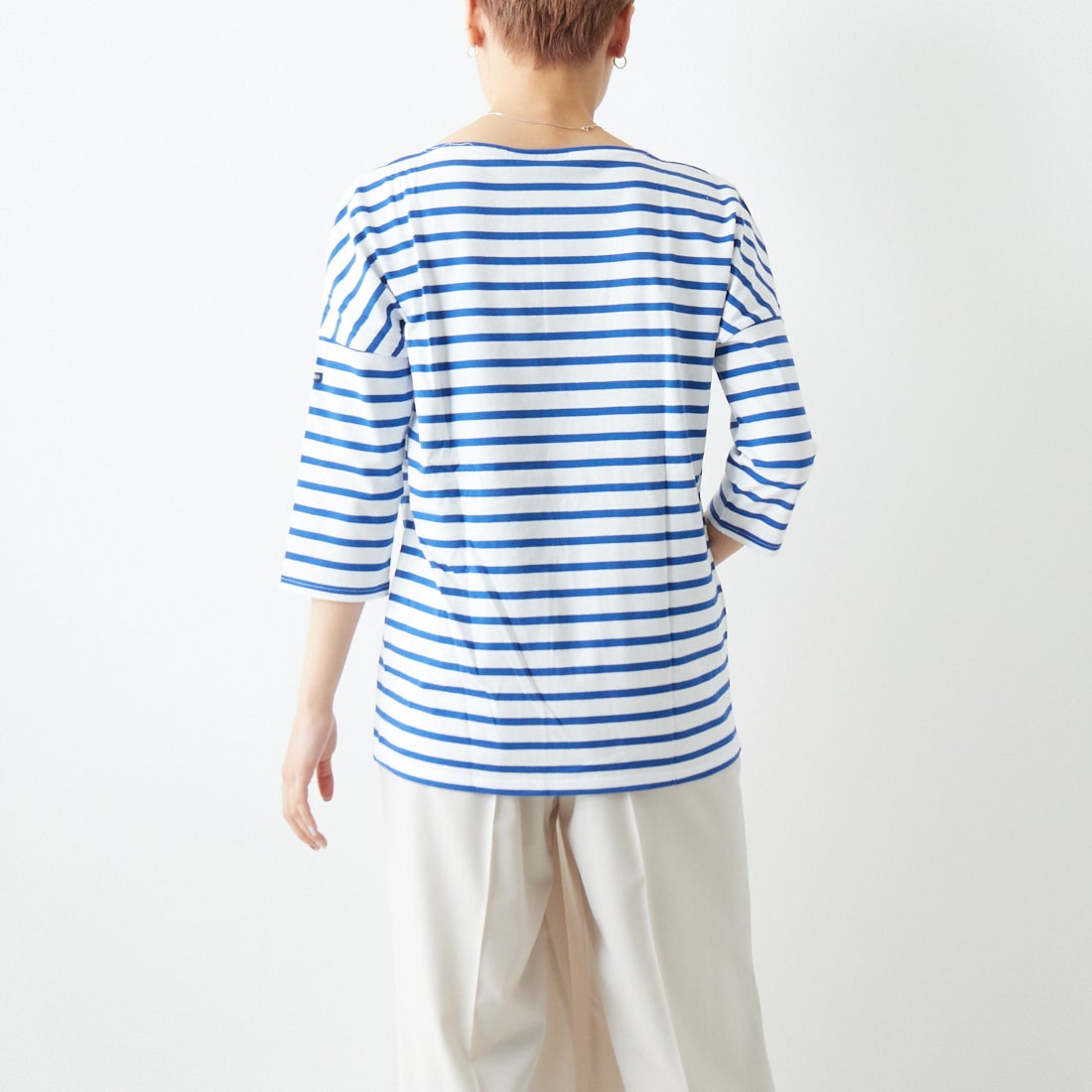 ST.JAMES [セントジェームス] コットンボートネックドロップショルダープルオーバー [16JC-SLOUCH20003] NEI/GIT &&モデル身長：160cm 着用サイズ：3&&