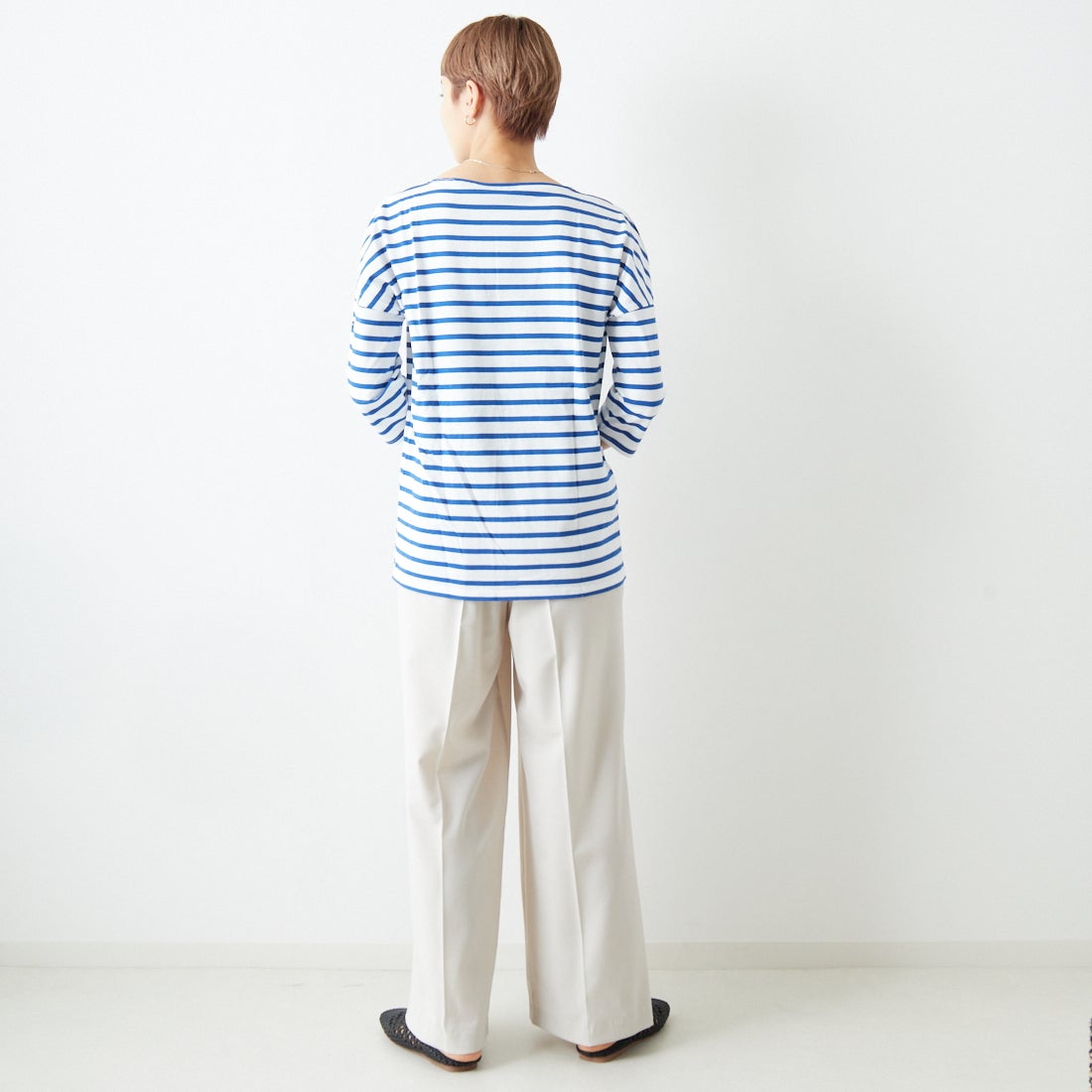ST.JAMES [セントジェームス] コットンボートネックドロップショルダープルオーバー [16JC-SLOUCH20003] NEI/GIT &&モデル身長：160cm 着用サイズ：3&&